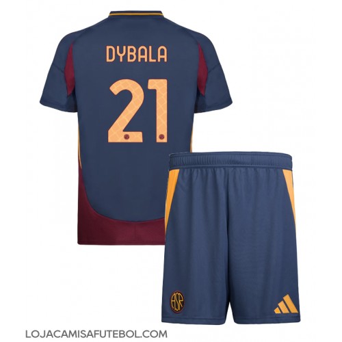 Camisa de Futebol AS Roma Paulo Dybala #21 Equipamento Alternativo Infantil 2024-25 Manga Curta (+ Calças curtas)